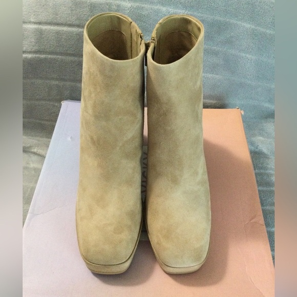 Lisa Vicky Niftyx Camel Kid Suede Block Heeled Ankle Platform Boots Size 9M - Picture 2 of 12